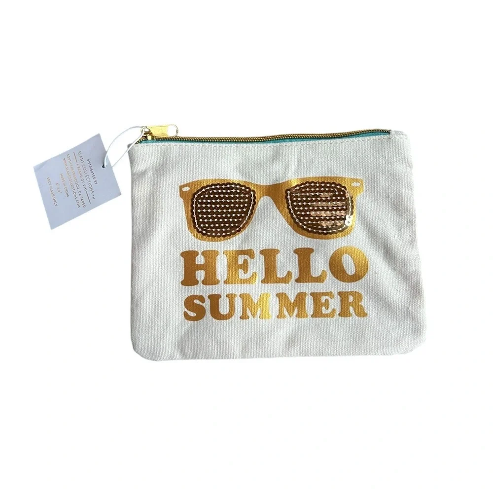 PMI Hello Summer Cosmetic Bag Sequin Accent NWT